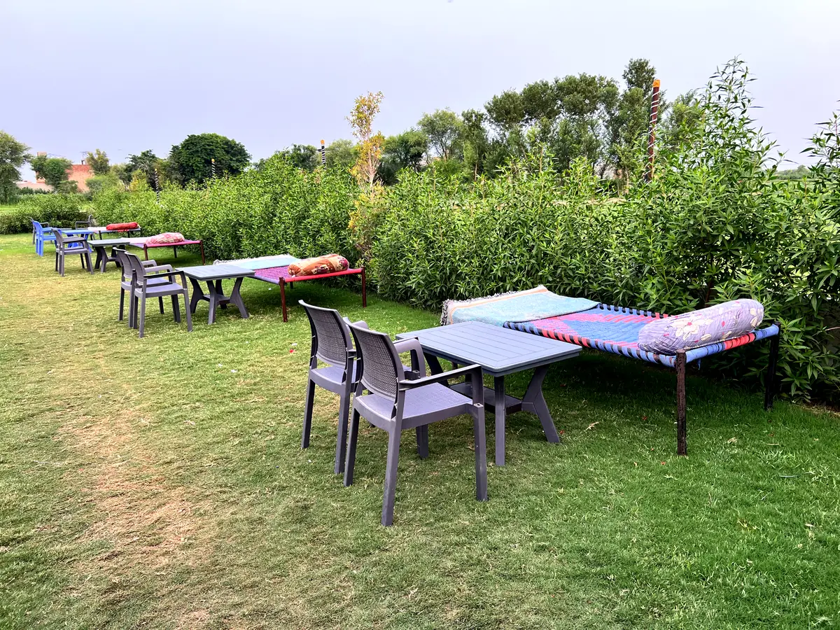 Charpai seating on the lawn